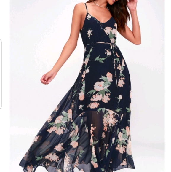 Lulus Dresses & Skirts - Lulus Feeling Freesia Navy Blue Floral Maxi Dress!